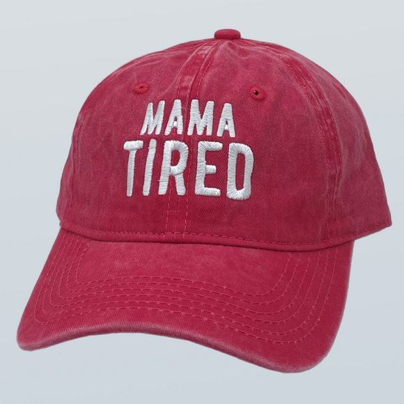 Mama Tired Unstructured Hat Red