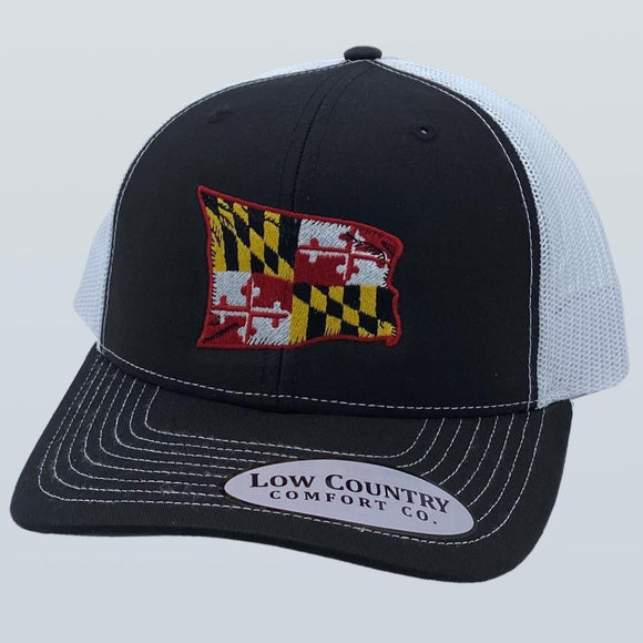 Maryland Wavy Flag Black/White Hat