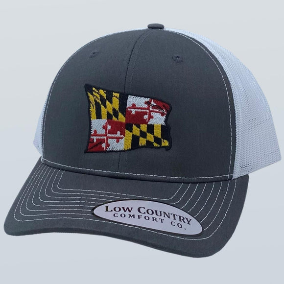 Maryland Wavy Flag Charcoal/White Hat