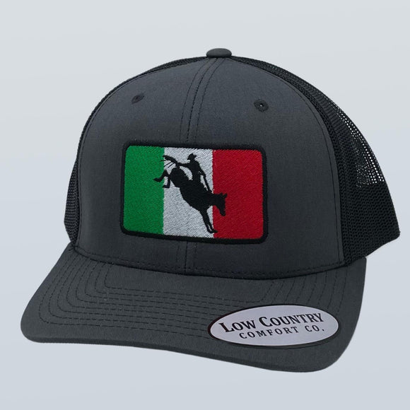 Mexican Flag Bucking Bronco Charcoal/Black Hat