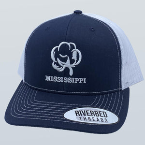 Mississippi Cotton Boll Navy/White Hat