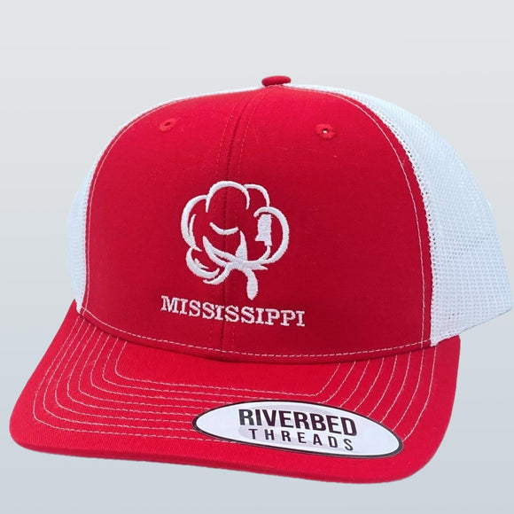 Mississippi Cotton Boll Red/White Hat