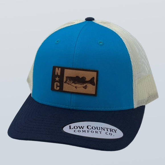 North Carolina Bass Fish Trucker Hat Heather Grey/Black – AG Outfitters NC