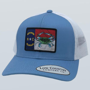 North Carolina Crab Flag Woven Patch Columbia Blue/White Hat