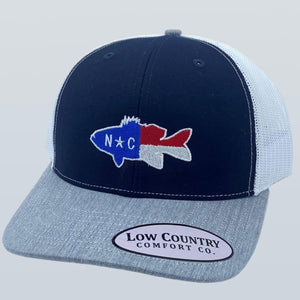 North Carolina Flag Bass Heather/Navy/White Hat