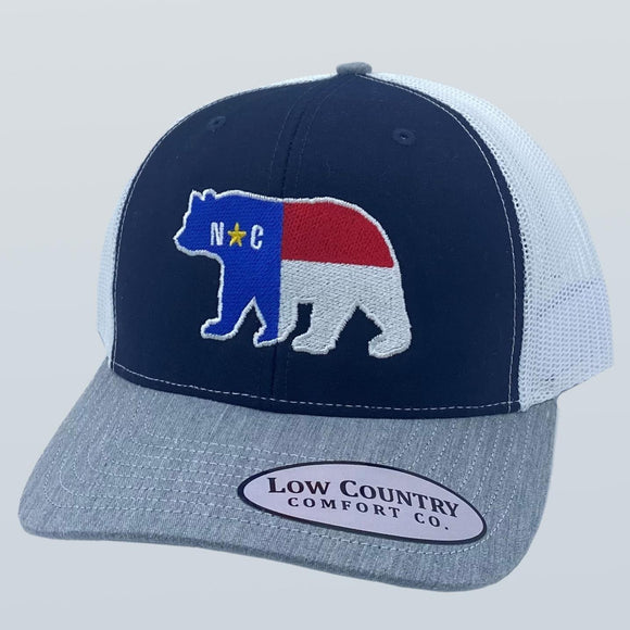 North Carolina Flag Bear Heather/Navy/White Hat