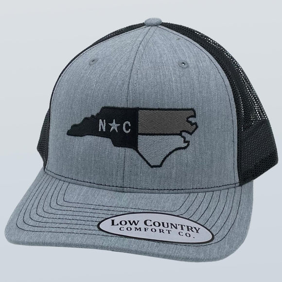 North Carolina Flag Greyscale Heather/Black Hat