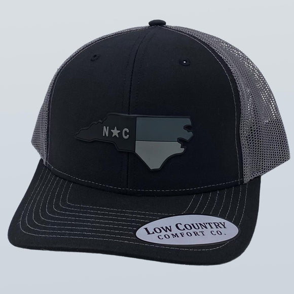 North Carolina Flag Greyscale PVC Patch Hat Black/Charcoal