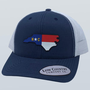 North Carolina Flag PVC Patch Hat Navy/White