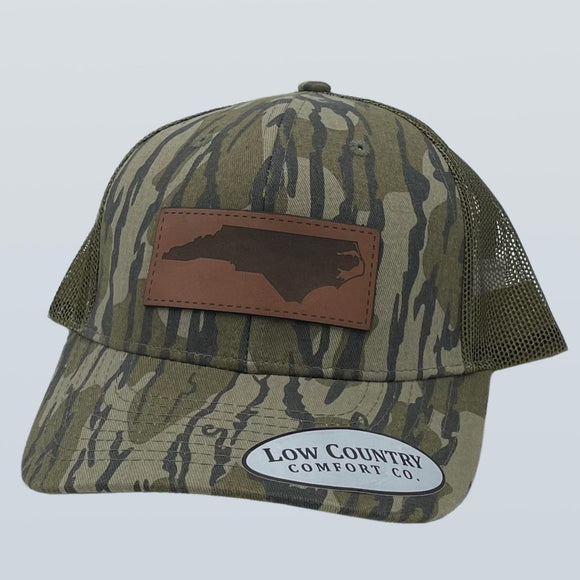 North Carolina Outline Leather Patch Hat Bottomland/Loden