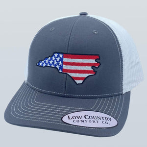 North Carolina USA Flag Charcoal/White Hat