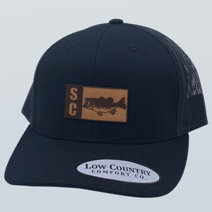 South Carolina Bass Leather Patch Black Hat