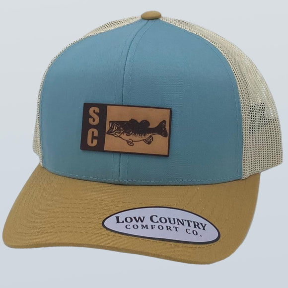 South Carolina Bass Leather Patch Smoke/Gold/Beige Hat