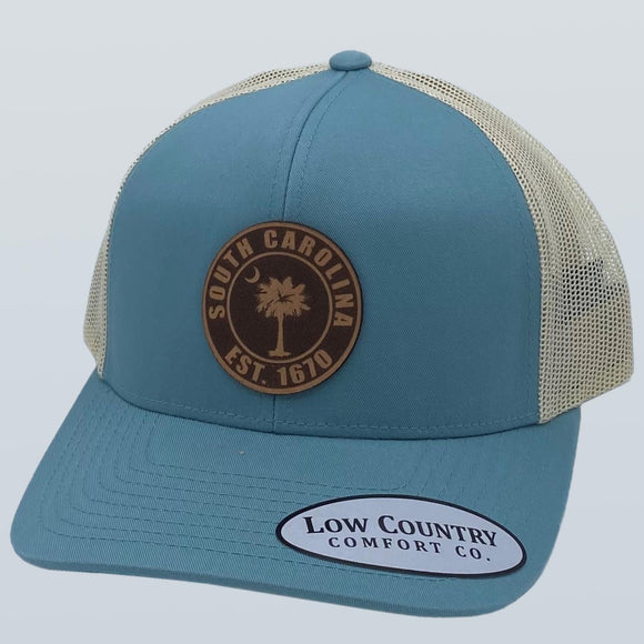South Carolina Established Leather Patch Hat Smoke Blue/Beige