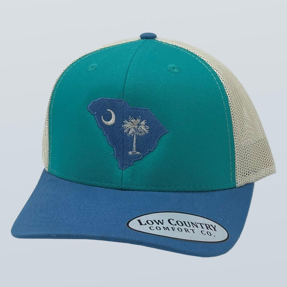 South Carolina Flag Ocean/Teal/Beige Hat