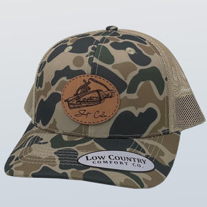 Logo Leather Patch Hat Old School Duck Camo