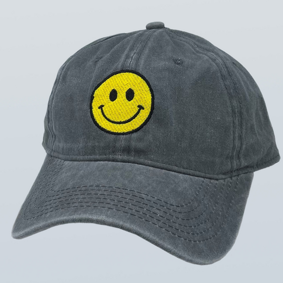 Smiley Face Unstructured Hat Charcoal