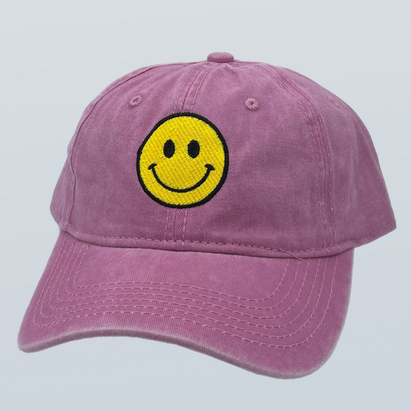 Smiley Face Unstructured Hat Pink