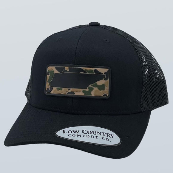 Tennessee Outline Camo PVC Patch Hat Black