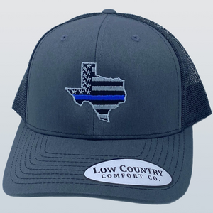 Texas Blue Line Hat Charcoal/Black