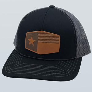 Texas Flag Leather Patch Hat Black/Charcoal