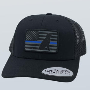 USA Blue Line German Shephard Patch Black Hat